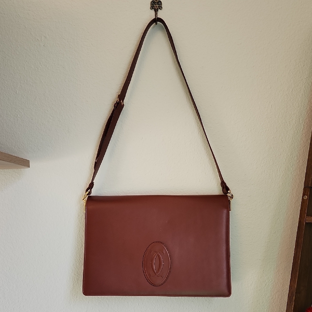 * FLASH SALE * Vintage Burgundy Cartier Leather Shoulder Bag